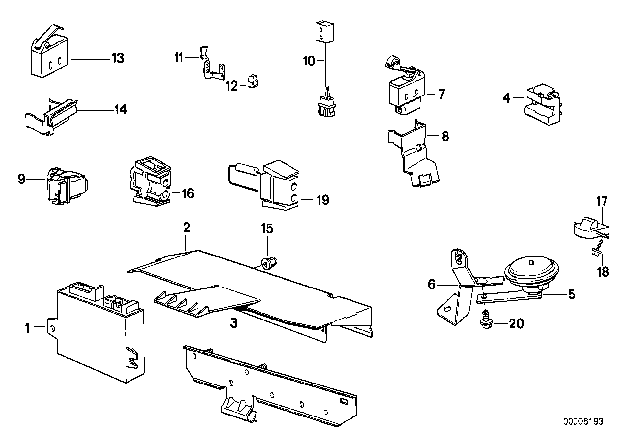 1992 BMW 750iL Control Module Unit Diagram for 65758355139