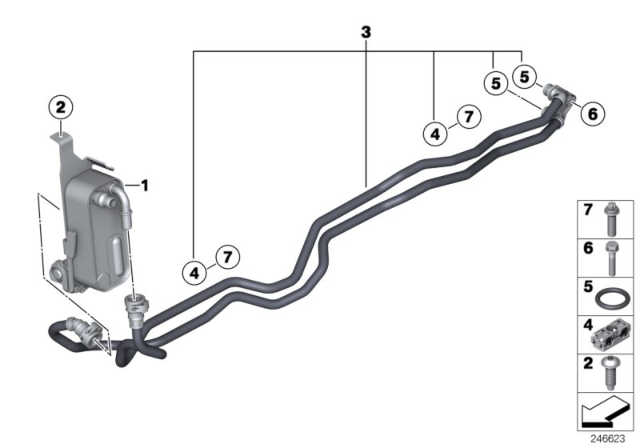 2015 BMW X3 Heat Exchanger / Transmission Oil Cooler Line Diagram