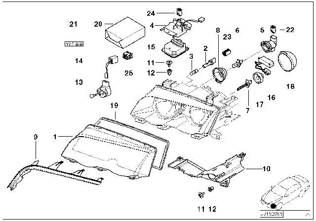 2003 BMW 325Ci Single Parts, Headlight Diagram