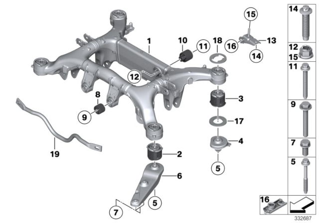 2013 BMW Alpina B7L Rubber Mounting Front Diagram for 33316852042