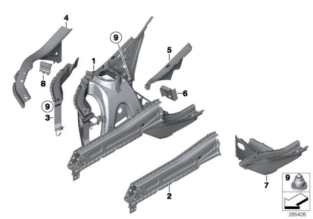 2015 BMW X4 Wheelhouse / Engine Support Diagram