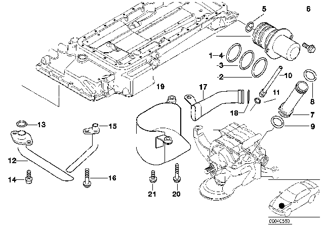 2001 BMW M5 Oil Pan Upper Part And Connecting Lines Diagram
