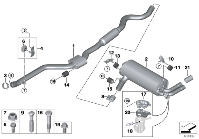 2019 BMW 230i xDrive Exhaust System Diagram