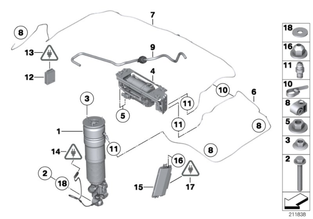 2013 BMW Alpina B7 Levelling Device, Air Spring And Control Unit Diagram