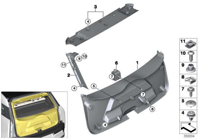 2015 BMW i3 Upper Trunk Lid Trim Panel Diagram for 51497315767