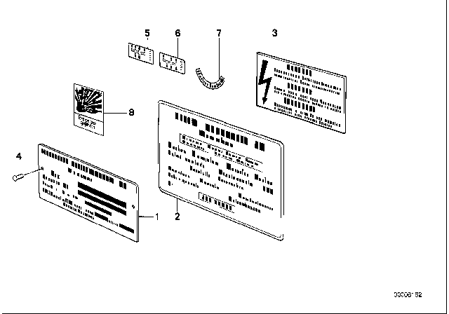 1992 BMW 750iL Information Plate Diagram