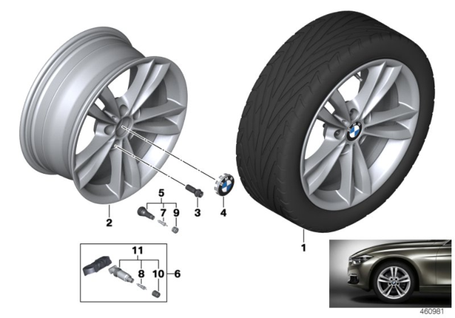 2018 BMW 320i BMW LA Wheel, V-Spoke Diagram 4