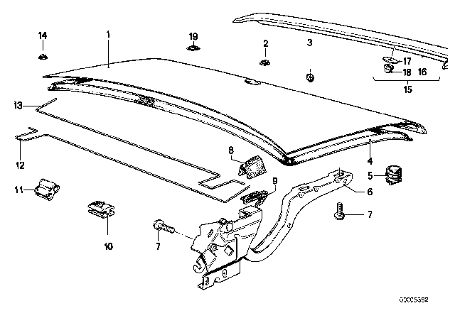 1979 BMW 733i Single Components For Trunk Lid Diagram