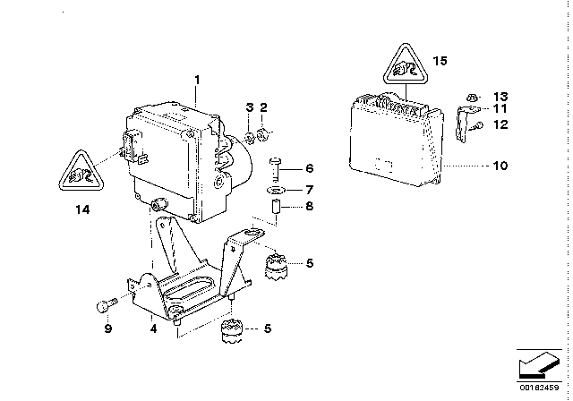 1996 BMW 840Ci Anti Block System - Control Unit Diagram