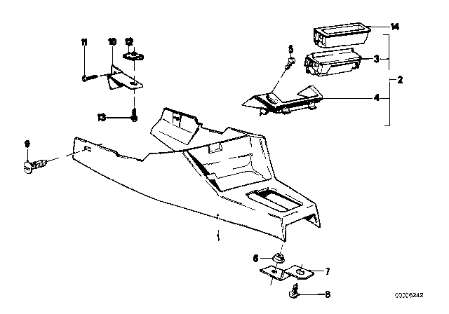 1990 BMW M3 Ashtray Front Diagram for 51161911696