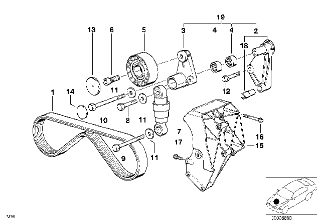 1997 BMW M3 Air Conditioning Compressor - Supporting Bracket Diagram