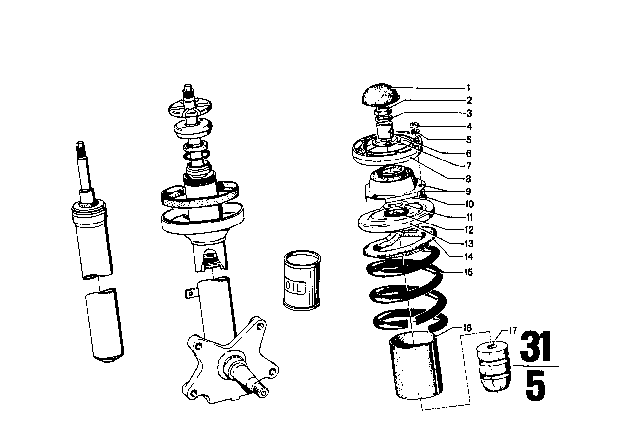 1971 BMW 2002 Guide Support / Spring Pad / Attaching Parts Diagram