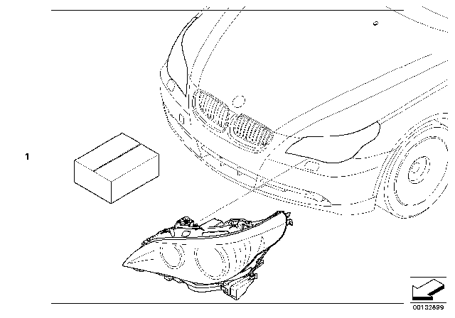 2004 BMW 530i Retrofit Kit Adaptive Headlights Diagram for 63120412065