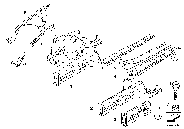 2008 BMW 323i Wheelhouse / Engine Support Diagram