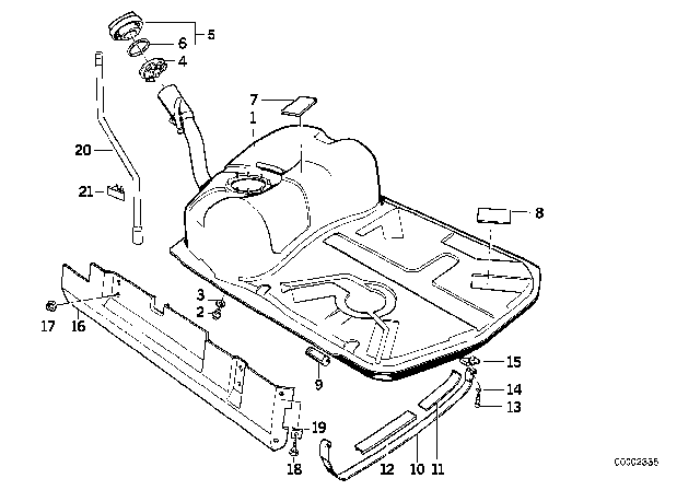 1991 BMW 525i Tension Strap Right Diagram for 16111179159