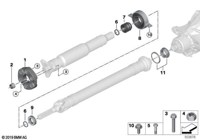 2020 BMW X3 Propeller Shaft/Centremount/Recessed Nut Diagram