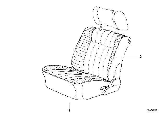 1987 BMW 528e Seat Cover Front Diagram