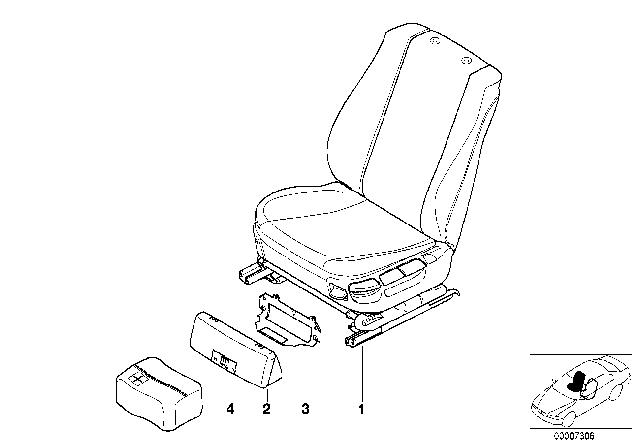 1998 BMW 740i Seat, Front, Complete Seat Diagram 1