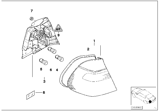 2005 BMW 325i Bulb Socket, Right Diagram for 63216928384