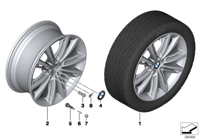 2016 BMW 640i xDrive BMW LA Wheel, M V-Spoke Diagram