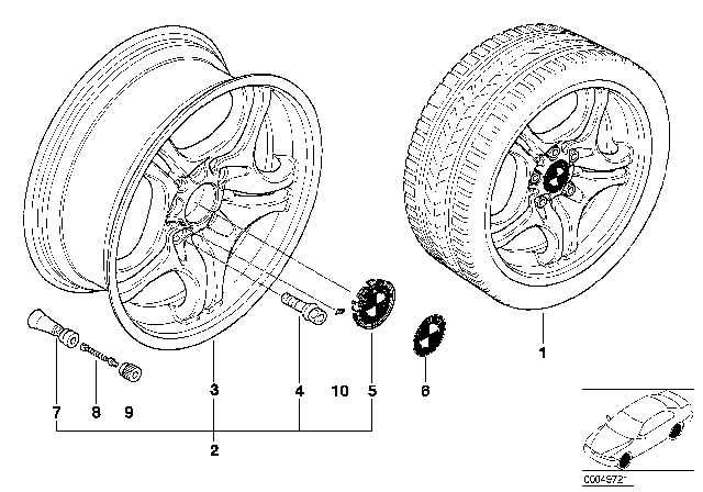 1999 BMW 323i BMW Alloy Wheel, M Double Spoke Diagram 2