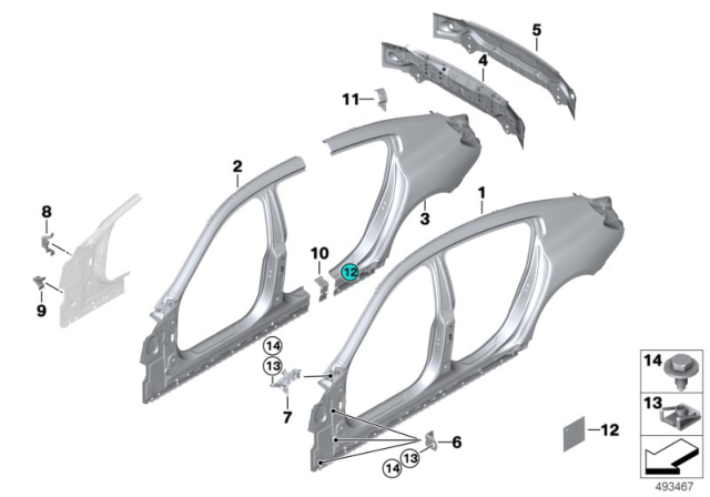 2020 BMW M850i xDrive Gran Coupe G16 Side Panel / Tail Trim Diagram