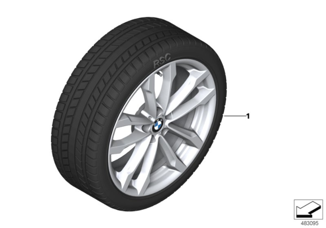 2020 BMW X3 Winter Wheel With Tire V-Spoke Diagram