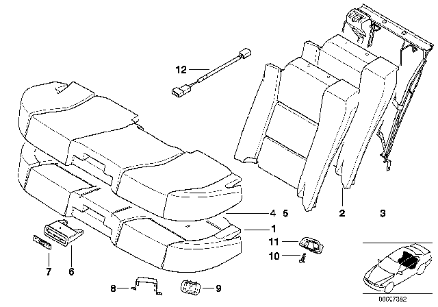 1999 BMW 740i Foam Plastic Seat Diagram for 52208200783
