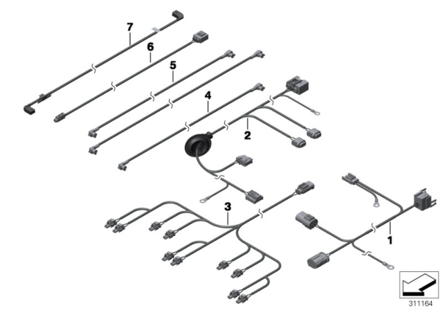 2009 BMW 750i Wiring Set Diagram for 61119235136
