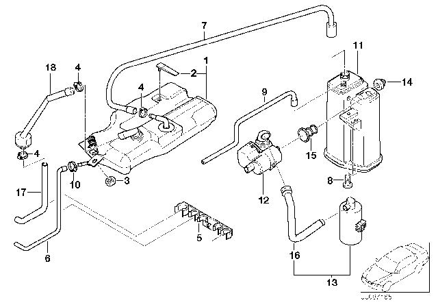 1998 BMW 540i Expansion Tank / Activated Carbon Container Diagram 3