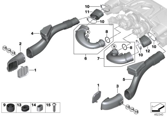 2019 BMW 750i xDrive Intake Duct Diagram for 13718613147
