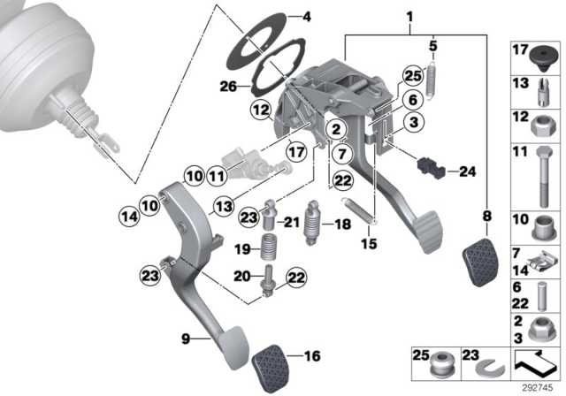 2015 BMW 228i xDrive Pedal Assy W Over-Centre Helper Spring Diagram