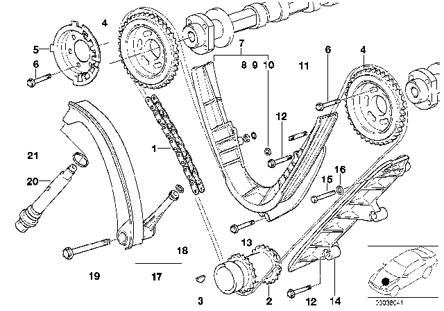 2003 BMW 540i Timing Chain Guide Rail Diagram for 11311704945