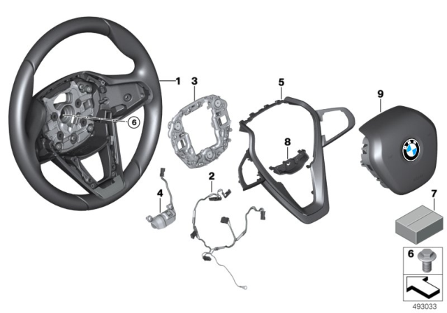 2018 BMW 530e xDrive Decorative Trim, Steering Wheel Diagram for 32306866470