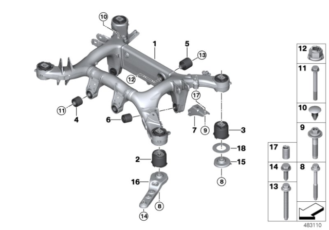 2020 BMW M8 RUBBER MOUNTING Diagram for 33326861113