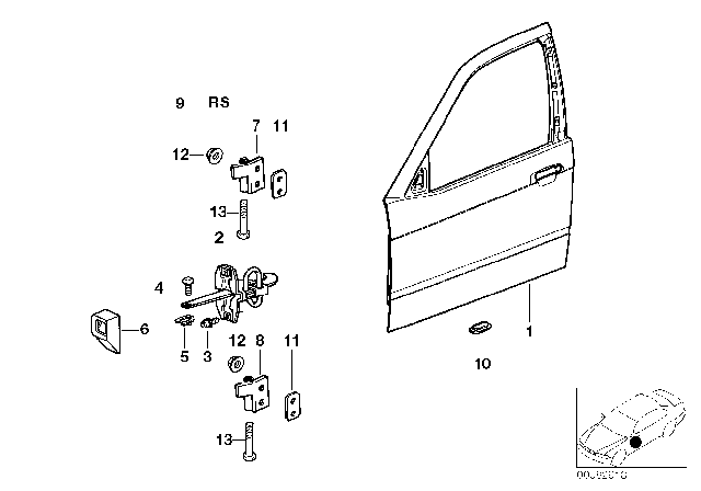 1997 BMW 318ti Door, Front, Right Diagram for 41518233864