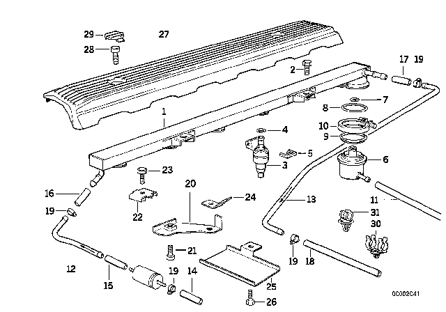 1995 BMW 320i Valves / Pipes Of Fuel Injection System Diagram