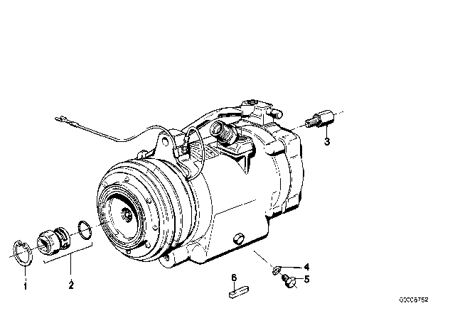 1978 BMW 320i Air Conditioning Compressor Mounting Parts Diagram 1