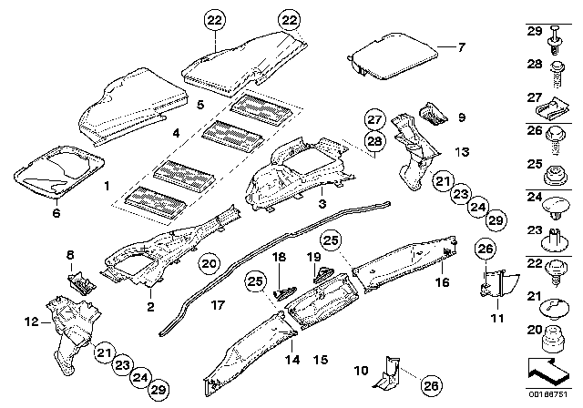 2008 BMW M3 Activated Charcoal Filter / Mounting Parts Diagram