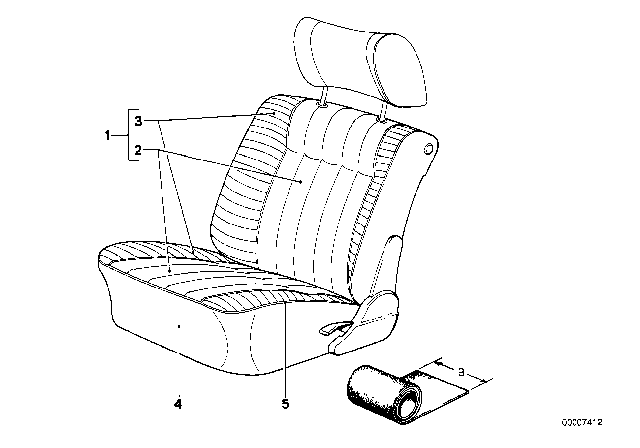 1990 BMW 325is Upholstery Cloth Anthrazit Diagram for 51861972726