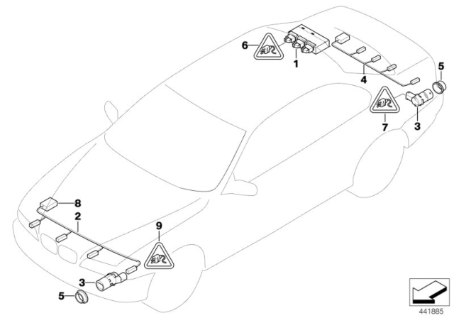 2008 BMW 535xi Ultrasonic Transducer, Sparkling Graphit Diagram for 66207972209
