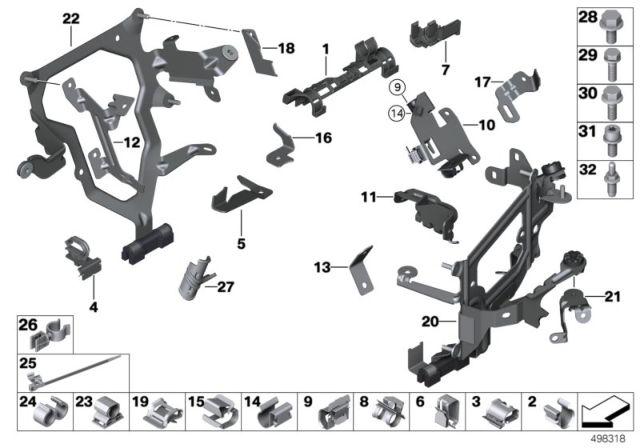 2017 BMW M6 Cable Harness Fixings Diagram