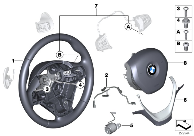 2013 BMW 320i Sport Steering Wheel, Airbag, Multifunction / Paddles Diagram