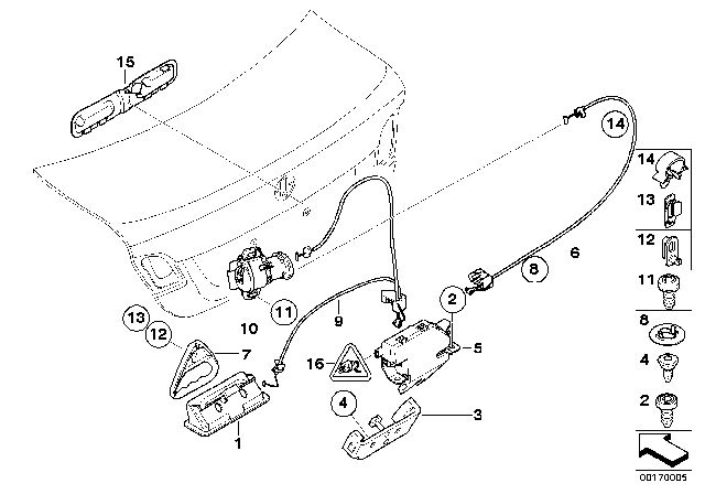 2012 BMW M3 Trunk Lid / Closing System Diagram