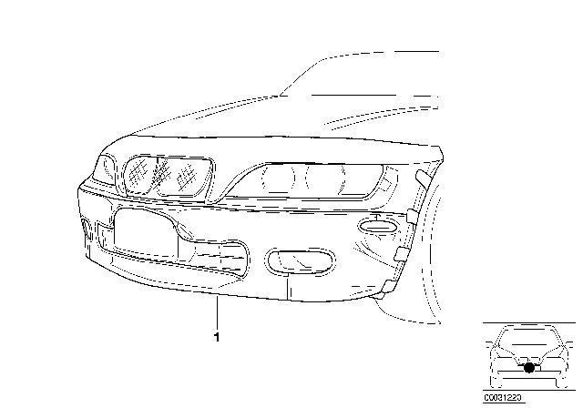 1993 BMW 325i Front Nose Mask Diagram for 82111470163