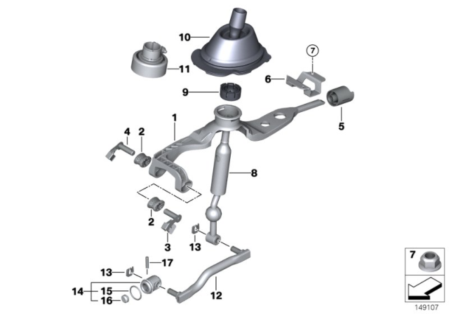 2013 BMW X1 Bracket For Shifting Arm Bearing Diagram for 25117539193