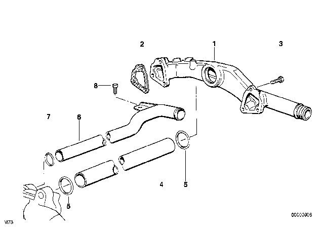 1995 BMW 850Ci Cooling System Pipe Diagram