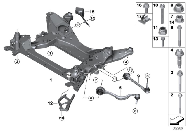 2020 BMW X4 Front Axle Support, Wishbone / Tension Strut Diagram