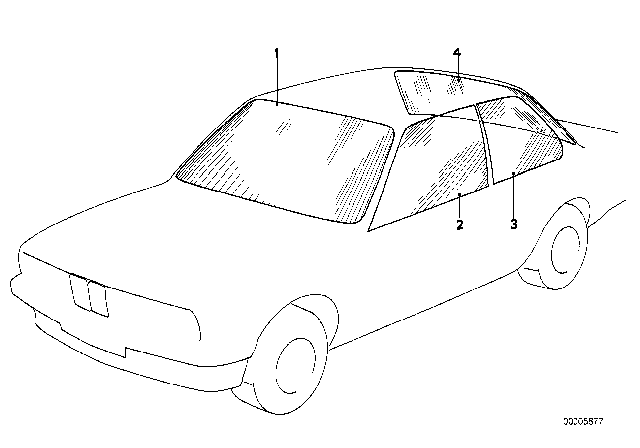 1989 BMW M3 Glazing Diagram