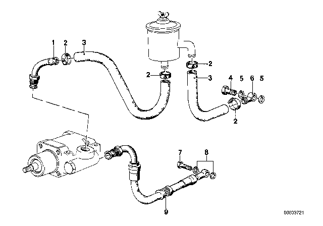 1981 BMW 528i Hydro Steering - Oil Pipes Diagram